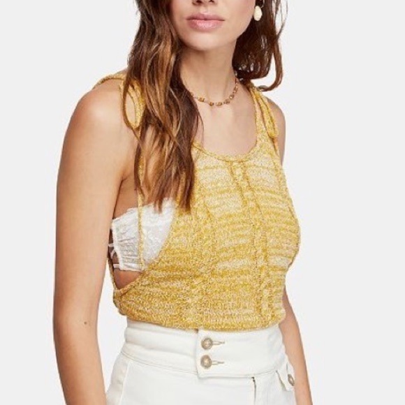 Free People Bombshell Tank Top Yellow - Picture 2 of 9